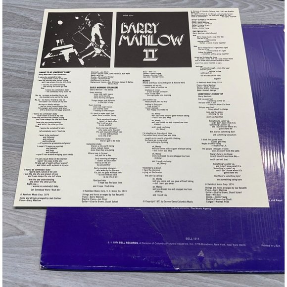 Barry Manilow II Pop LP Vinyl Vintage Bell Records 1974 Mandy Its a Miracle - Picture 7 of 8